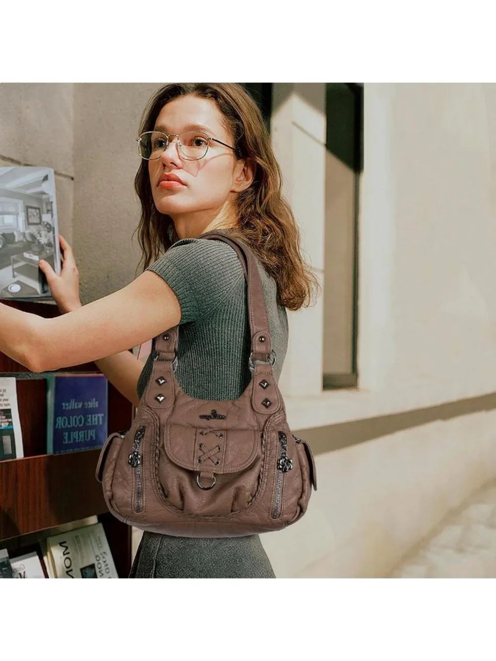 Chic Y2K Small Vegan Leather Hobo Purse - Multi-Pocket Crossbody Tote Bag